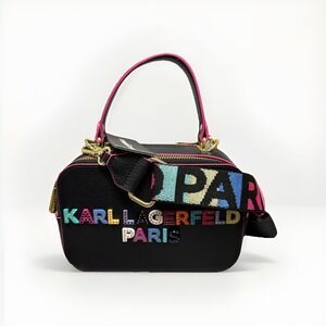 NWT Karl Lagerfeld Paris Simone Crossbody Bag Black Jewel Logo w Dust Bag